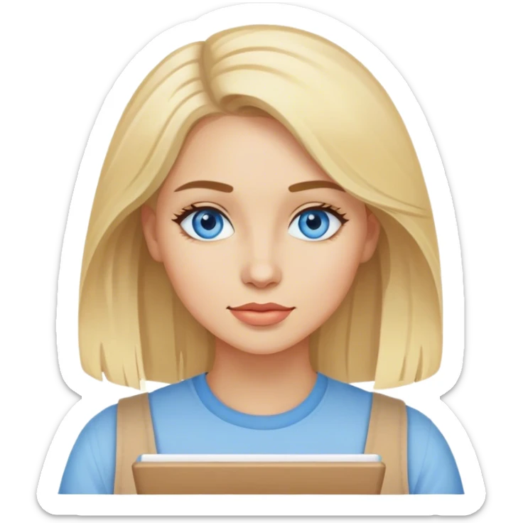 Blonde hair blue eyed, light skinned woman artist sticker