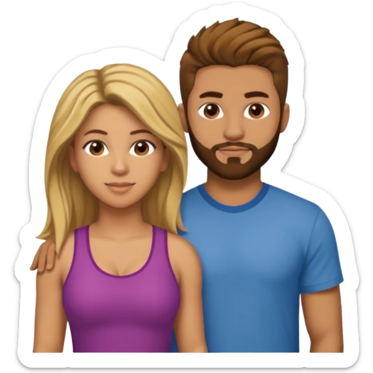 A gangster couple. She looks like Shakira and he has brown hair a very short beard and short fade haircut and the sides faded down to skin sticker