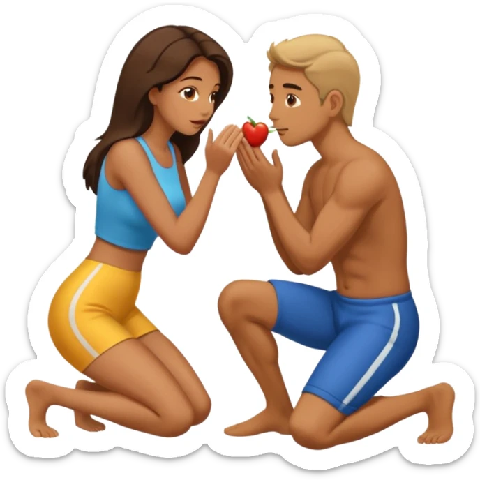 Mulher de joelhos fazendo um boquete em um homem sticker