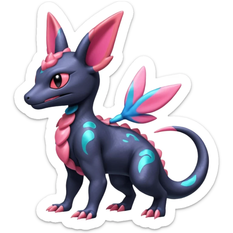 Shiny Nebulae Dusknoir-Salandit-Sylveon-Fakémon-hybrid-creature (full body)  sticker