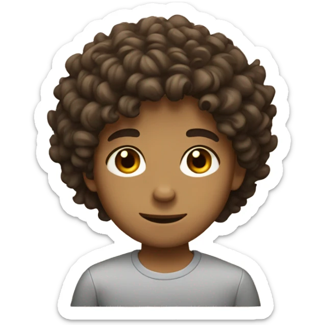 Boy with curly hair and brown hair brown eyes and his name is Diego sticker