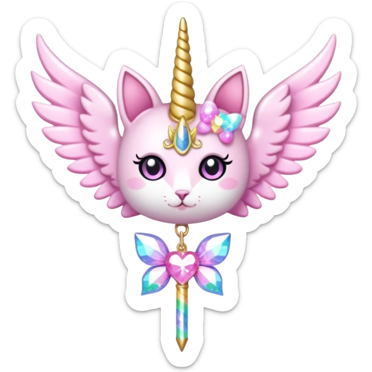 Kawaii decora cutecore starlight staff with wings and cute unicorn cat charms sticker