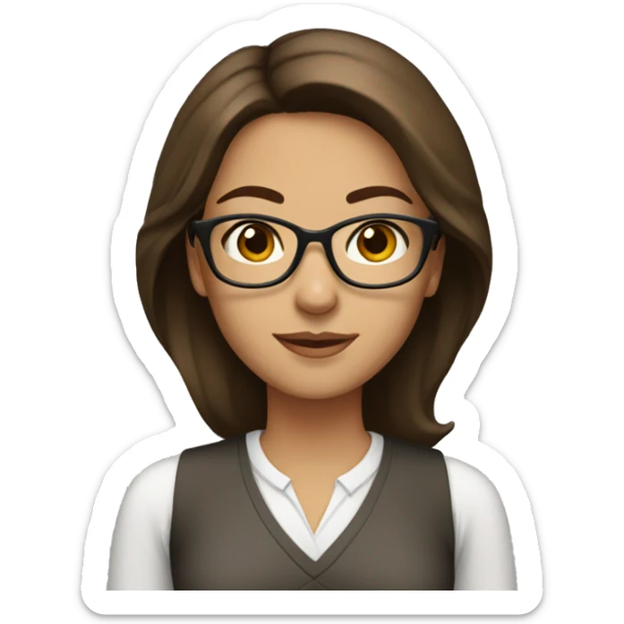 woman teacher brown hair brown eyes olive skin sticker