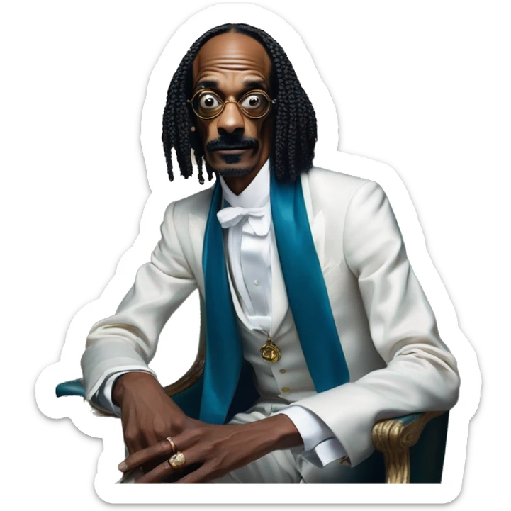 Uncle Scrooge snoop dog in Dior Gucci Hermes leather straps, oil paint, mysterious eyes, intricate lips, masterpiece portrait , odd perspective, beautiful, desirable, logical sticker