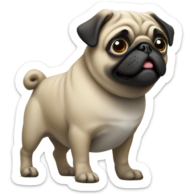 Pug standing up sticker