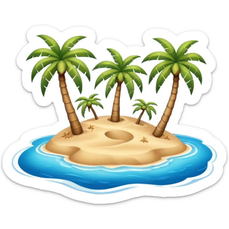 emoji of desert island in the middle of the blue sea sticker