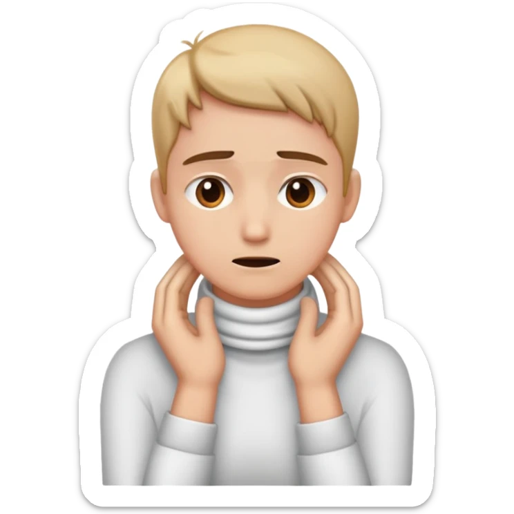 Give me a emoji with someone stress and their hands are crossed on their neck sticker