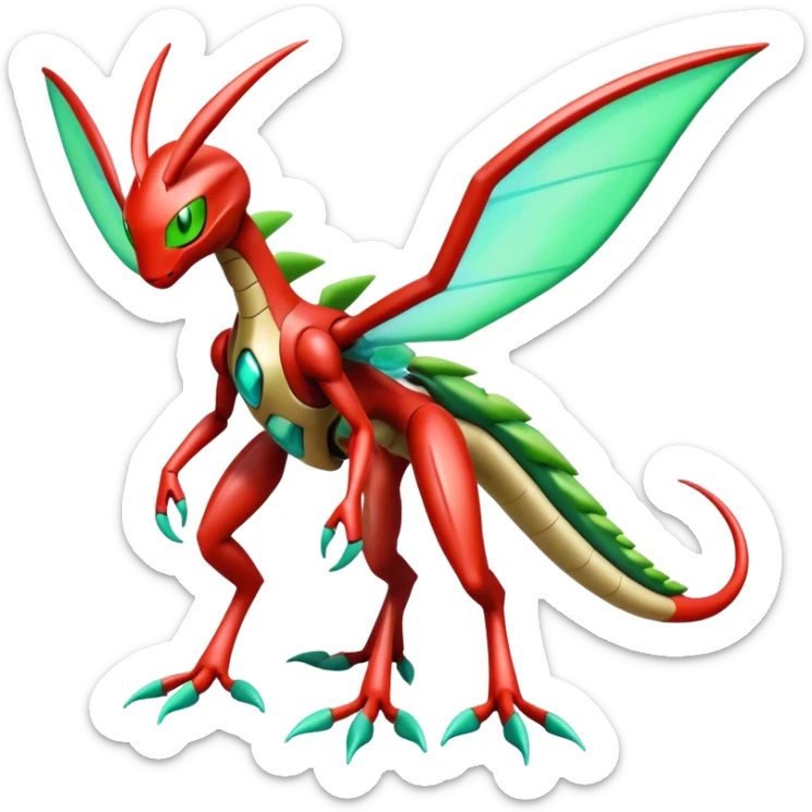  Cool Edgy Shiny Futuristic Ethereal Legendary Scizor-Deoxys-Digimon-Schyther-Flygon-hybrid full body sticker