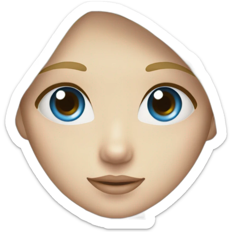 A girl with a blue eyes and a blonde hair and a white skin sticker