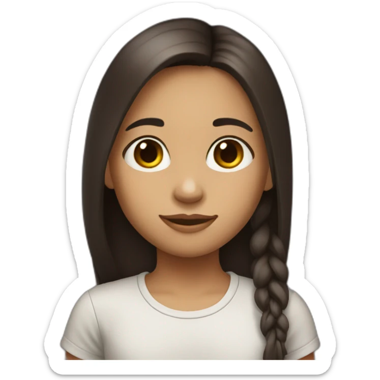 Girl approximately 10 years old, long dark brown straight hair sticker