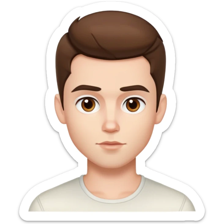 pretty handsome bratz man, short brown hair, brown eyes, pale skin, defined jawline sticker