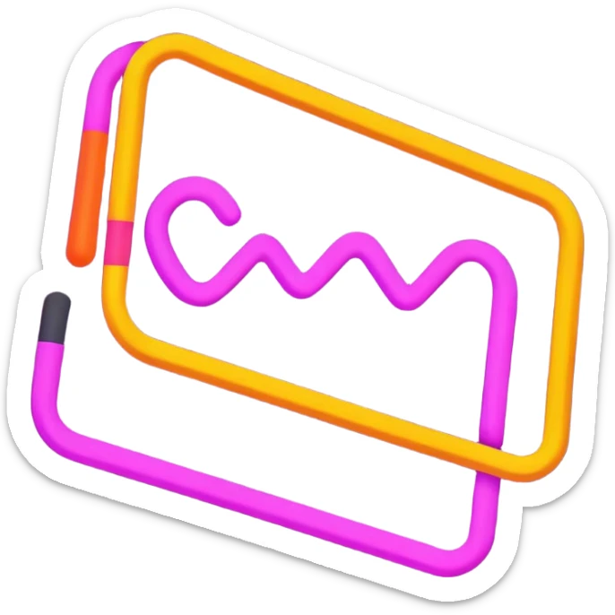 Black background with a neon pink line, a neon purple line, a neon yellow line and a neon orange line. sticker