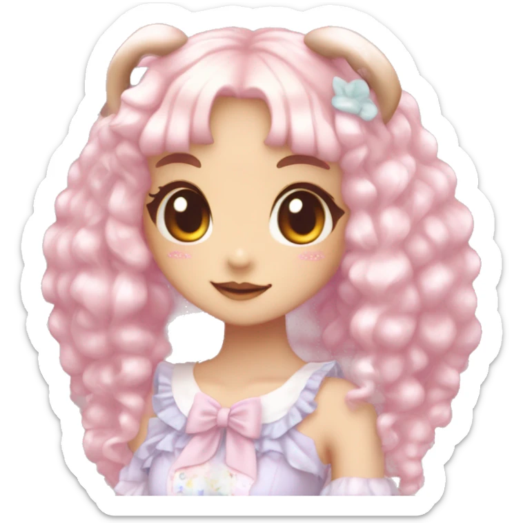 Shiny Blushing Cute Kawaii Beautiful Pastel Lolita Anime deergirl Trending Style Cottagecore Pastelcore  sticker