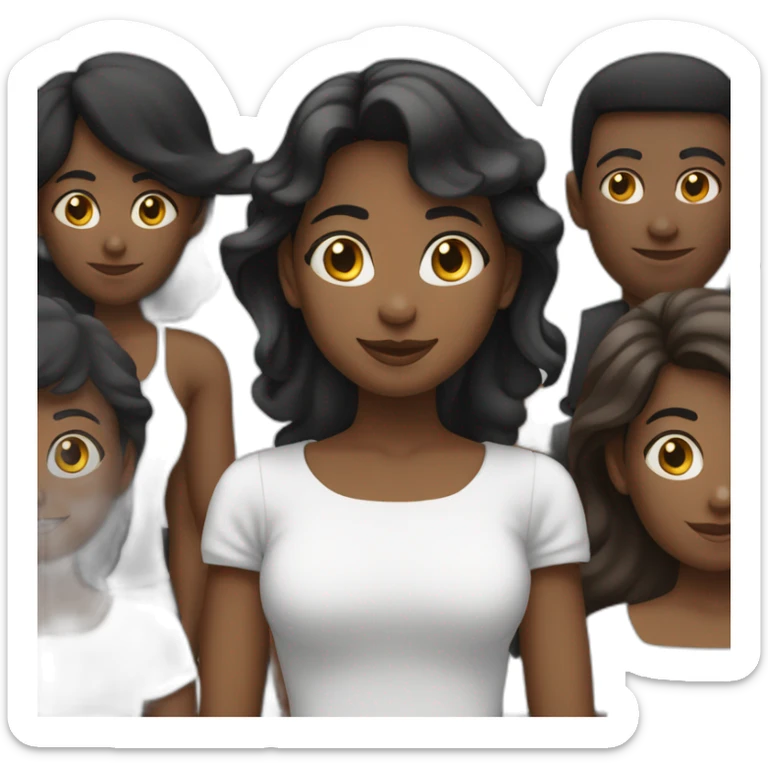 cinq personnes noires derrière une femme blanche sticker