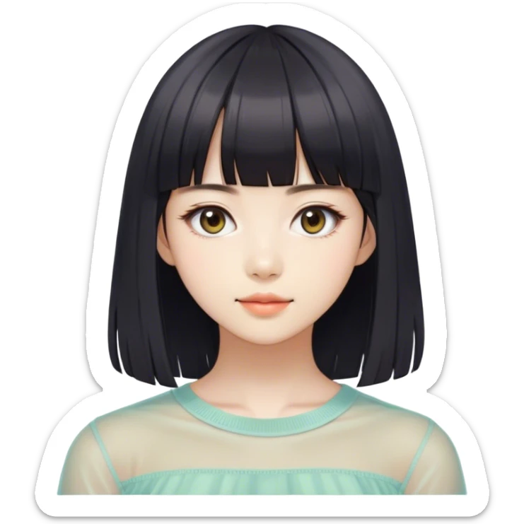 i was born in 1997. A 27 year old taiwanese girl now with see-through blunt bangs, hair is longer below shoulder level. An INFJ with slight smile and hidden double eyelid.  sticker