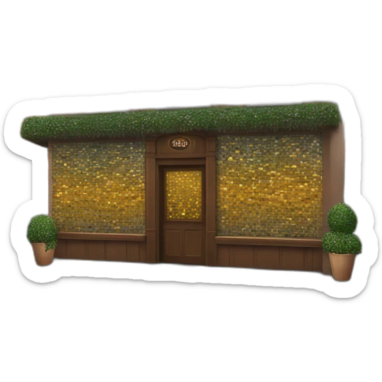 Exterior of a bar with a mosaic of tiles for the sig sticker