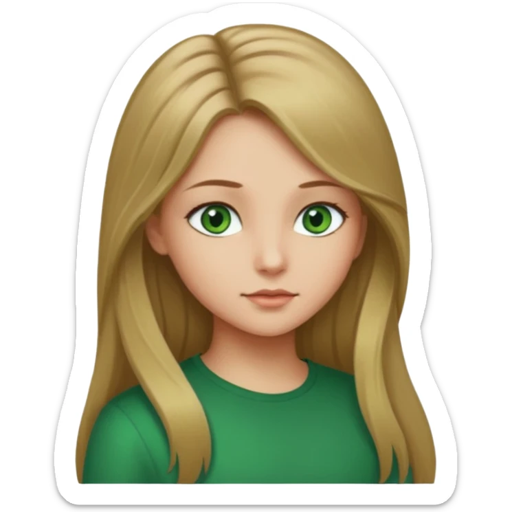 Girl profile picture with long dark blonde hair and green eyes  sticker