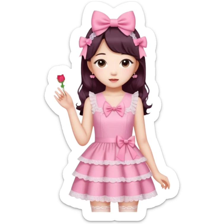 Jang wonyoung asian kpop cute girl pink coquette, pink dress sticker