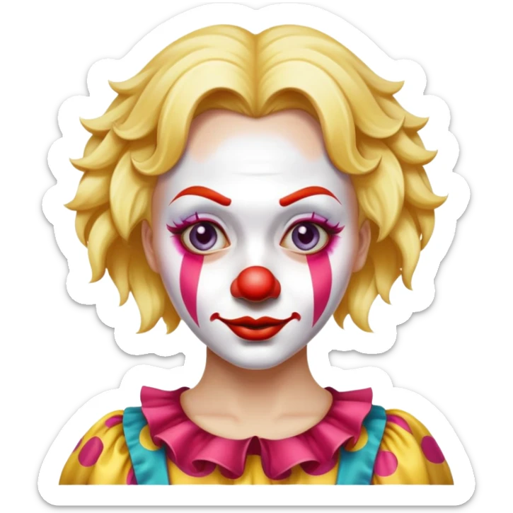 a blonde clown woman making a good decision and acting like a fool sticker