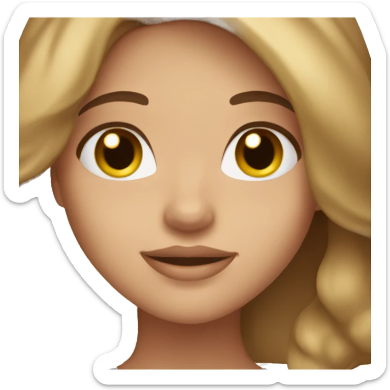 Girl with brown hair with blond highlights and brown eyes. Doing skincare  sticker