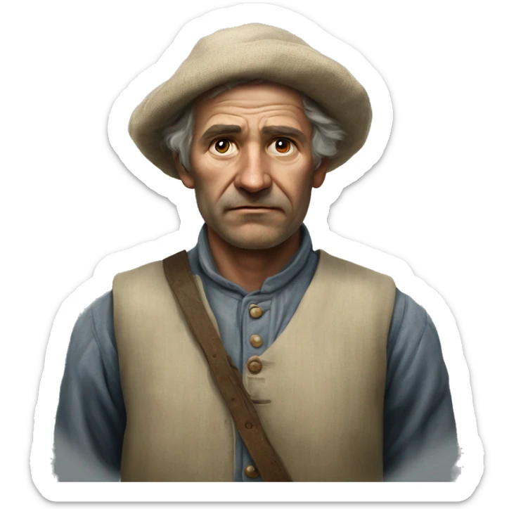 peasant in an old shirt during the 1917 revolution in russia photorealistic serious sticker