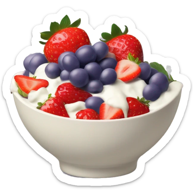 fruit yogurt bowl with strawberries and grapes sticker