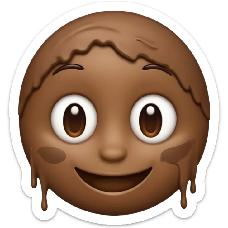 smiling brown mud emoji with a subtle smile, soft highlights, in the style of iPhone (Apple) emojis sticker