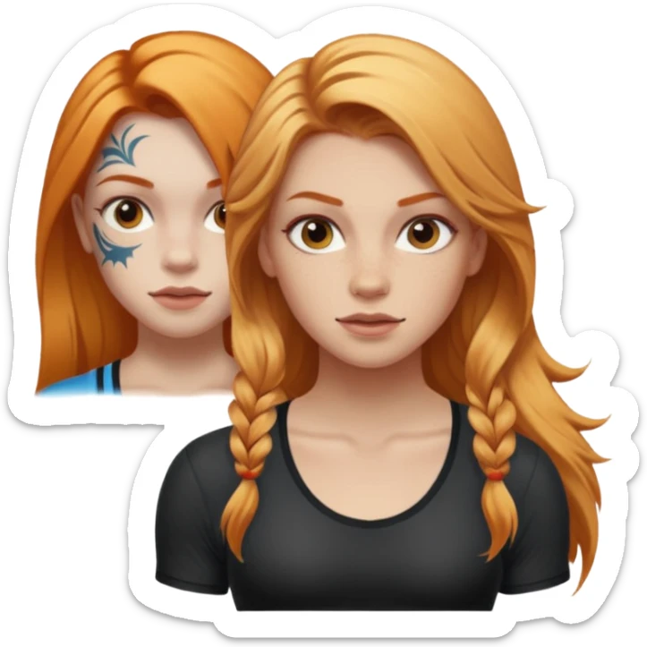 girl with long blonde hair and tattoos and an athletic ginger girl sticker