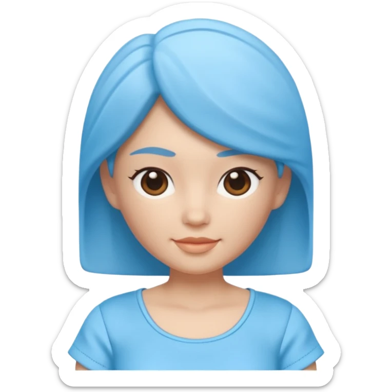 A 3D cartoon sky-blue women’s top with light fabric folds and soft shading, casual style, Memoji-style rendering. sticker