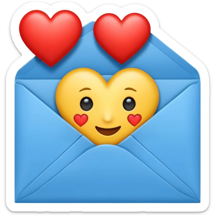an envelope with one bright red and glossy heart coming out of it emoji sticker