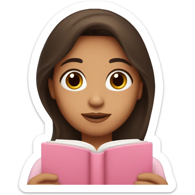 Hispanic girl with brown hair holding pink bible sticker