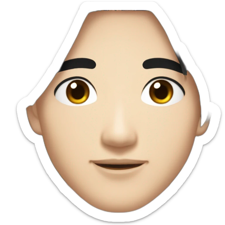 Sexy asian man with jet black hair sparkling eyes and rosy cheeks sticker