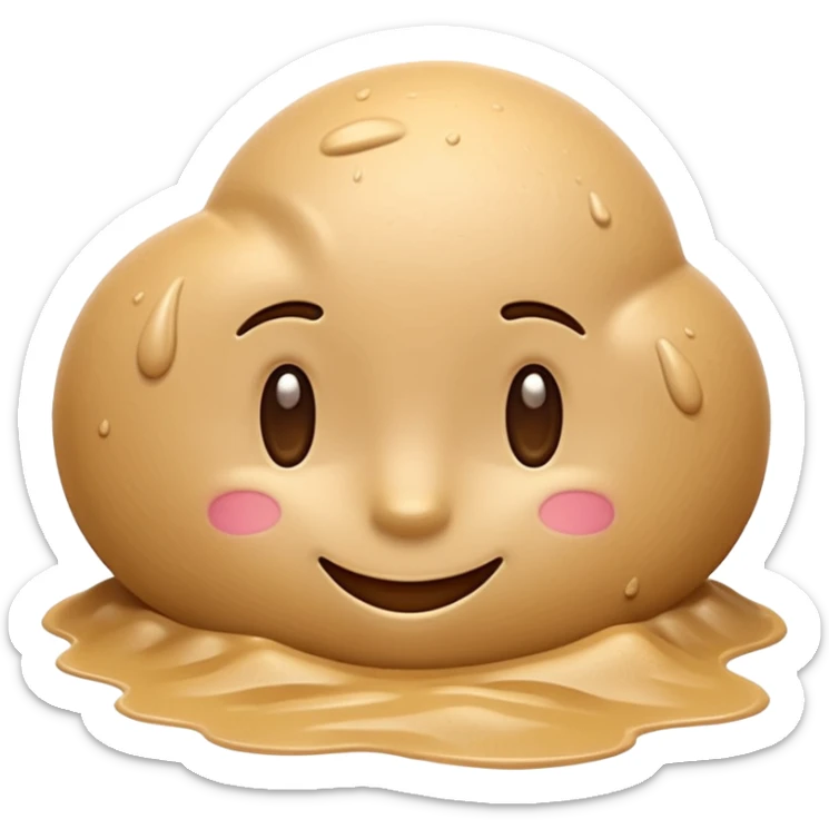 3D iPhone style emoji of wet sand, smooth and slightly shiny texture, clumped together, natural beige color, isolated on white background, soft shadows, high detail, playful and cute. sticker
