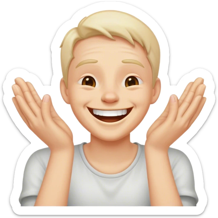 An emoji person rubbings its hands together laughing like mwahahah, like a villain  sticker