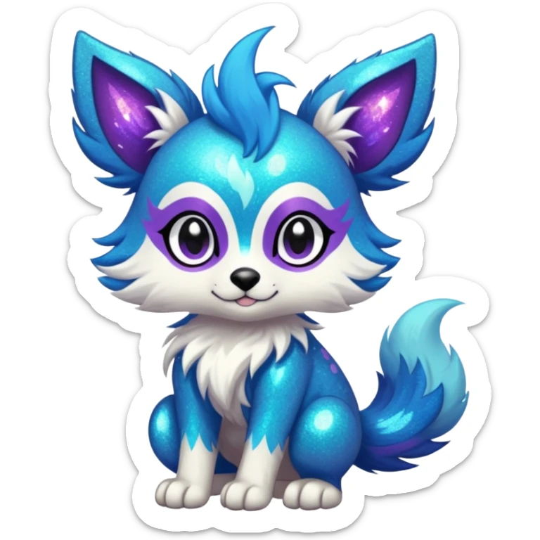 Cool cute Kawaii edgy fantasy animal sparkle fursona Fionbri creature by griffsnuff & LiLaiRa & Falvie full body sticker
