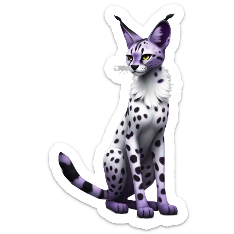 Epic Edgy Black White Purple ethereal Serval-Fionbri full body sticker