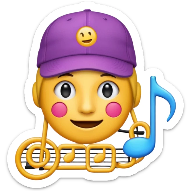 logo of Trap Capos de Noriel, emoji style, inspired by urban culture, wearing a cap, musical details, vibrant colors, no text sticker