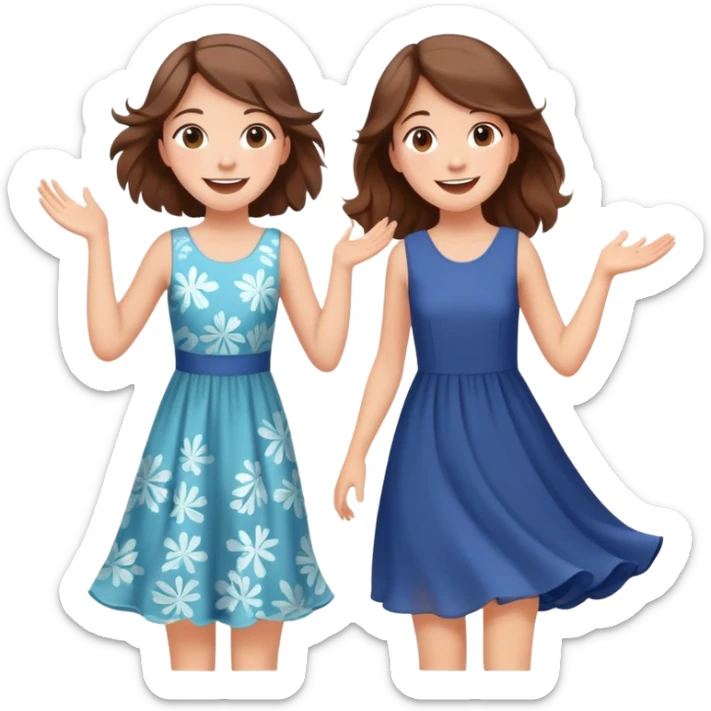  happy elegant beautiful girl flowy brown hair that is more valuable then corals and her sister excited to see to travel the world sticker