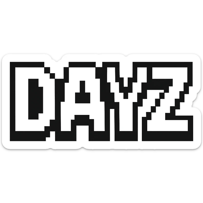 the word 'dayz' in pixel art style, no background sticker