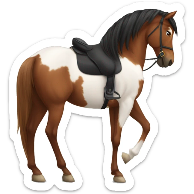 A chestnut horse with chestnut mane with a. Girl with black hair and with brown skin riding the horse sticker