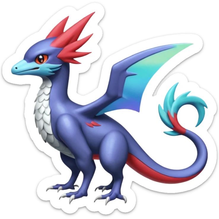 Shiny Noibat-Nargacuga-Salamence-Silvally-Fakémon-hybrid-creature (full body)  sticker