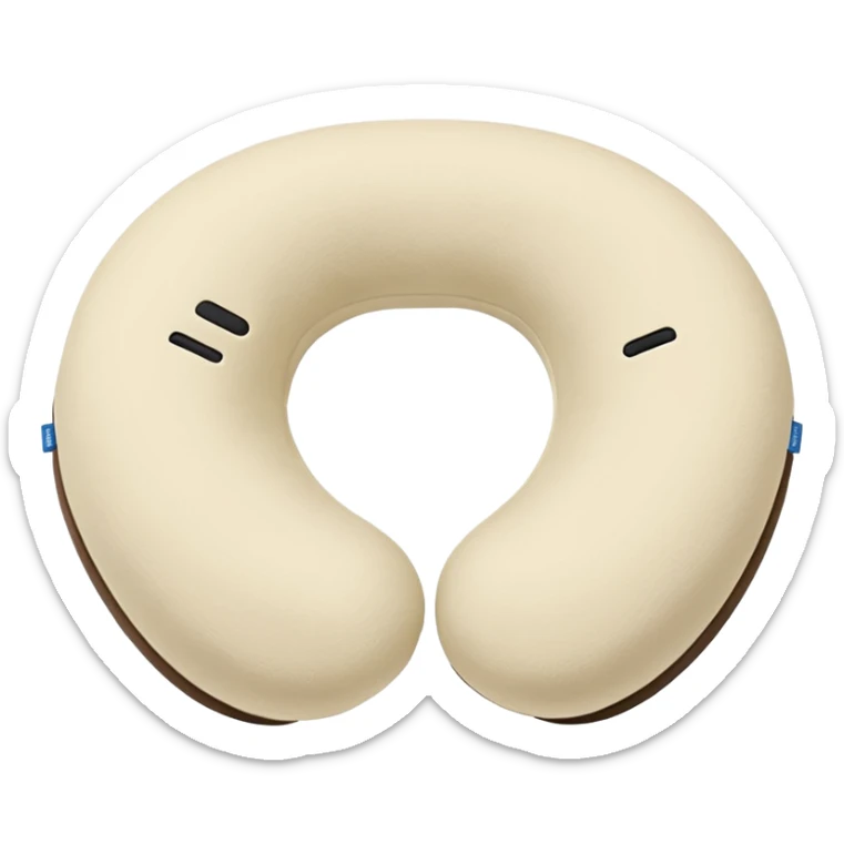 A fluffy memory-foam travel pillow that molds gently to the traveler’s head and shoulders. sticker