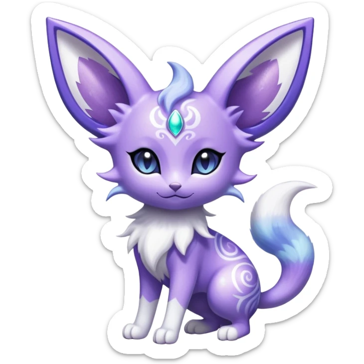 Shiny Exotic Cute Adorable Majestic Ethereal Sparkly Espeon-Meowstic-Hybrid-Creature with pattern-markings sticker