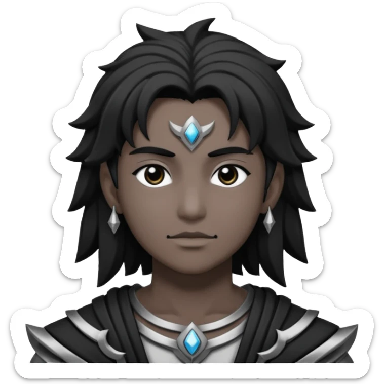 Kalashtar dnd estilo (dibujo antiguo blanco y negro) (ESTILO DARK ANIME Y QUE SE NOTE QUE ES UN Kalashtar) sticker