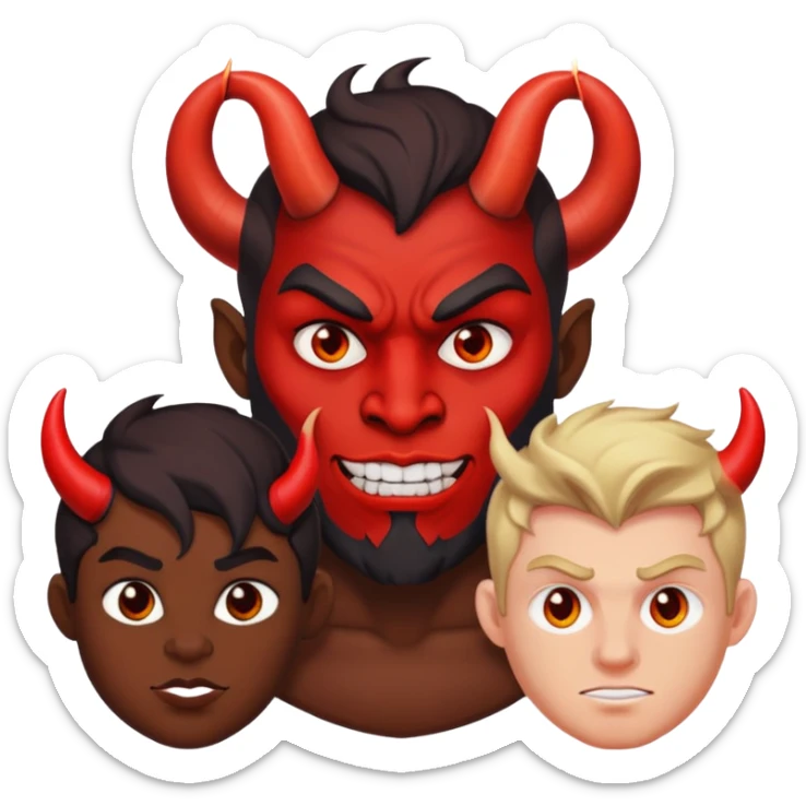 A throuple that consists of a demon male, a bbw ebony woman, and a white male. sticker