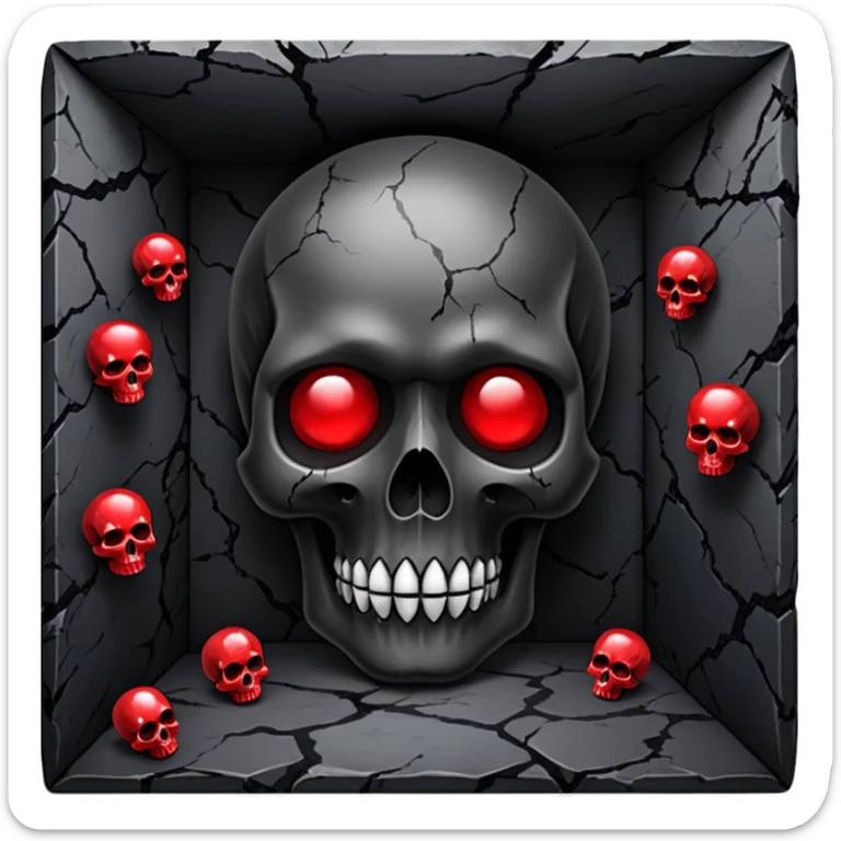 Basement room with black marble and red gemstones and white skulls and edgy gothic cool feel sticker