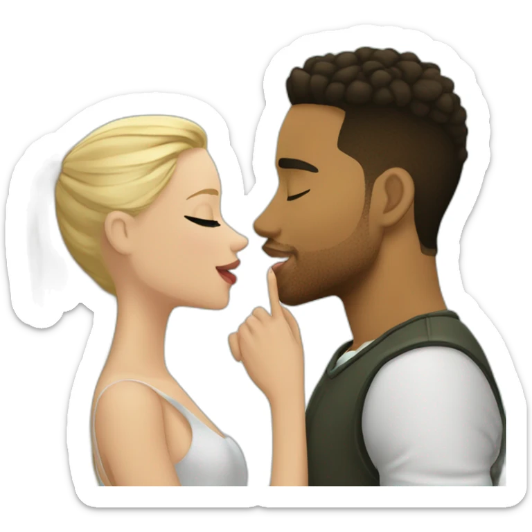 Romeo Santos kiss the mouth of the blond girl and green eyes sticker