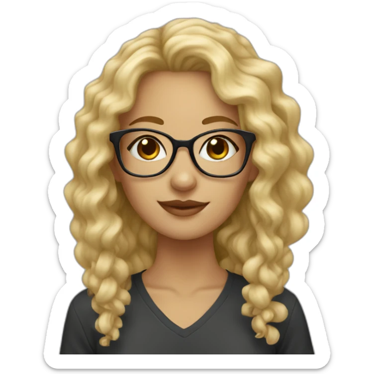 girl with curly blonde hair with glasses and earrings  sticker