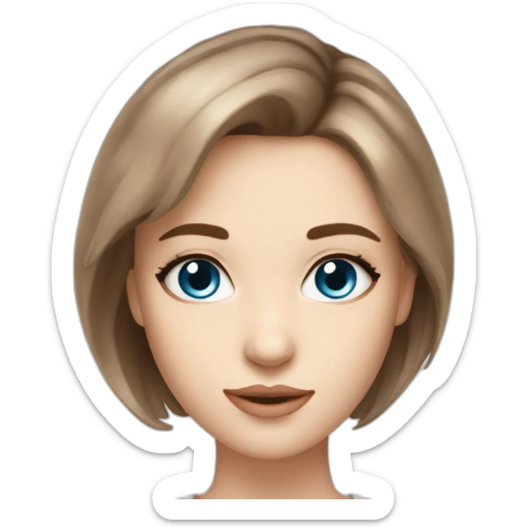 beautiful-girl,blue-eyes,brown-short-hair,white-skin,-makeup, sticker