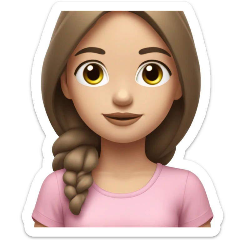 a girl with brown long hair, fair skin and green eyes, meditates in a relaxed lotus position in a comfortable monochrome pink top and monochrome pink leggings sticker